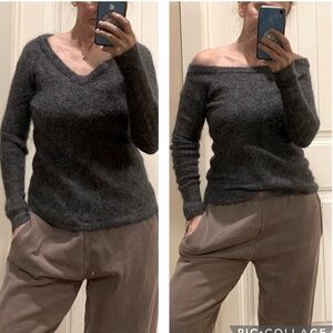 Country Road Mohair Wool Sweater V-Neck, Convertible, Italian Yarn XS Fall Knit